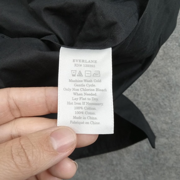 Everlane Dress Womens 6 Black‎ Cotton V Neck Midi Kaftan Shift Casual Loose - Picture 3 of 7